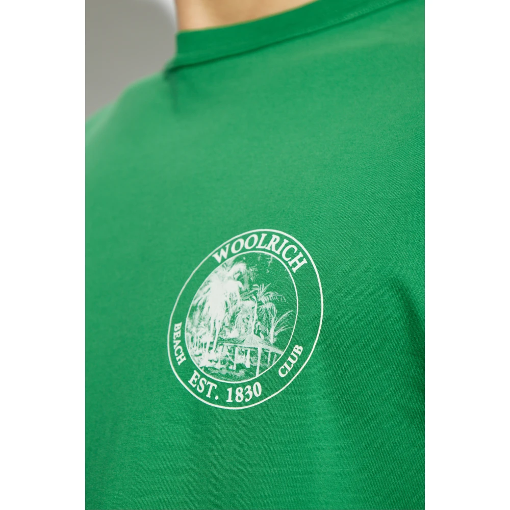 Woolrich T-shirt met print Green Heren