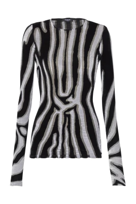 Zebra-mönstrad bodycon-topp i sammet