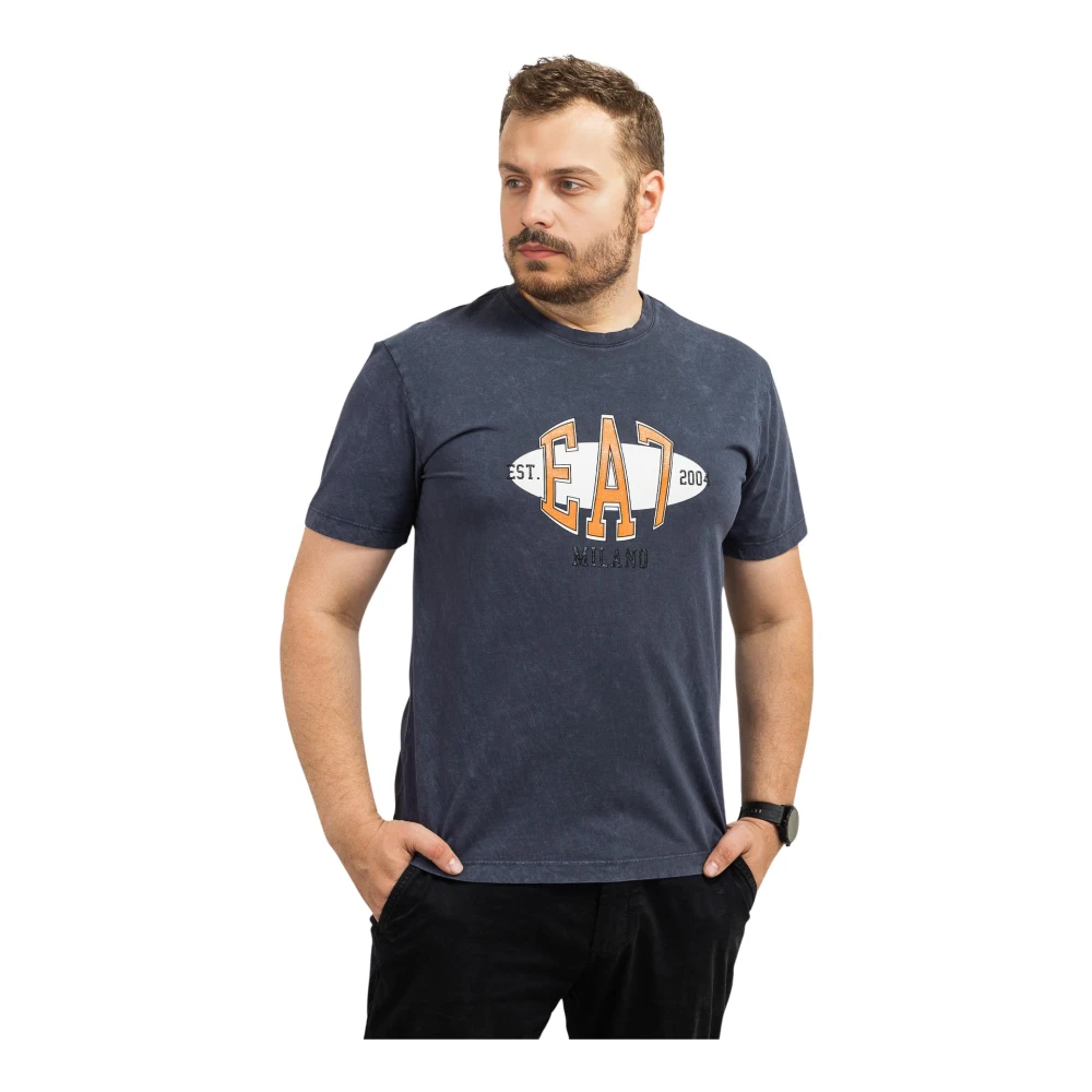 Emporio Armani Ea7 Herr Blå Toppar S, T-Shirt Med Stil 3Dut04