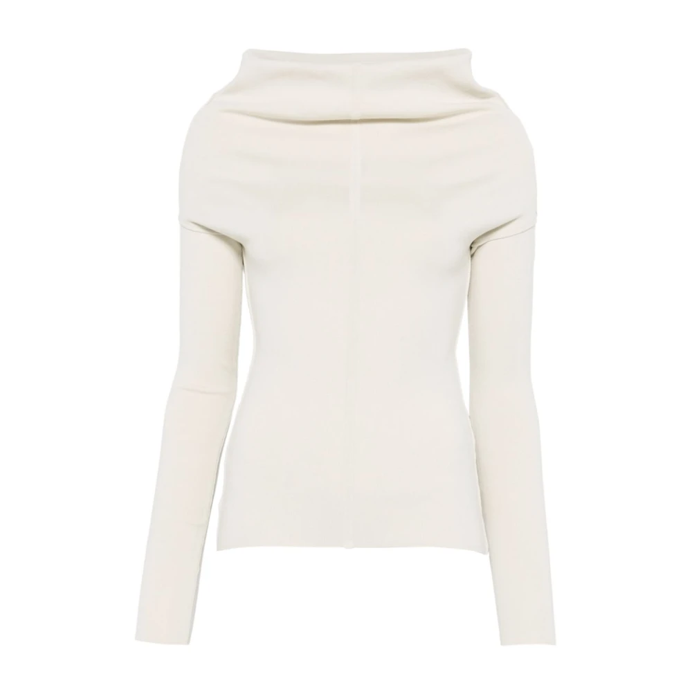 Rick Owens Ecru Top met Cowl Neck en Lange Mouwen Beige Dames
