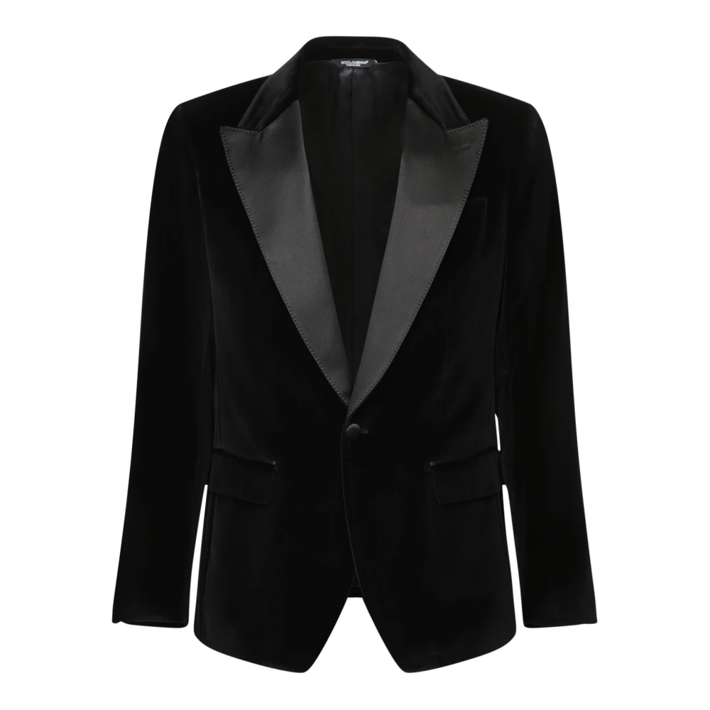 Dolce & Gabbana Men's Black Elegant Velvet Jacket With Satin Lapels - Blazers - Xl - Jackets