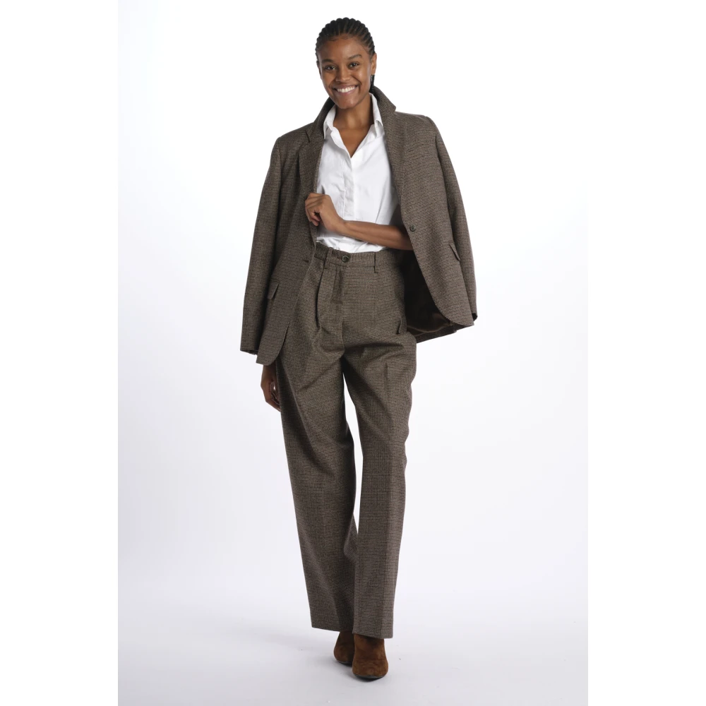 Nine In The Morning Geruite Wollen Blazer Jas Brown Dames