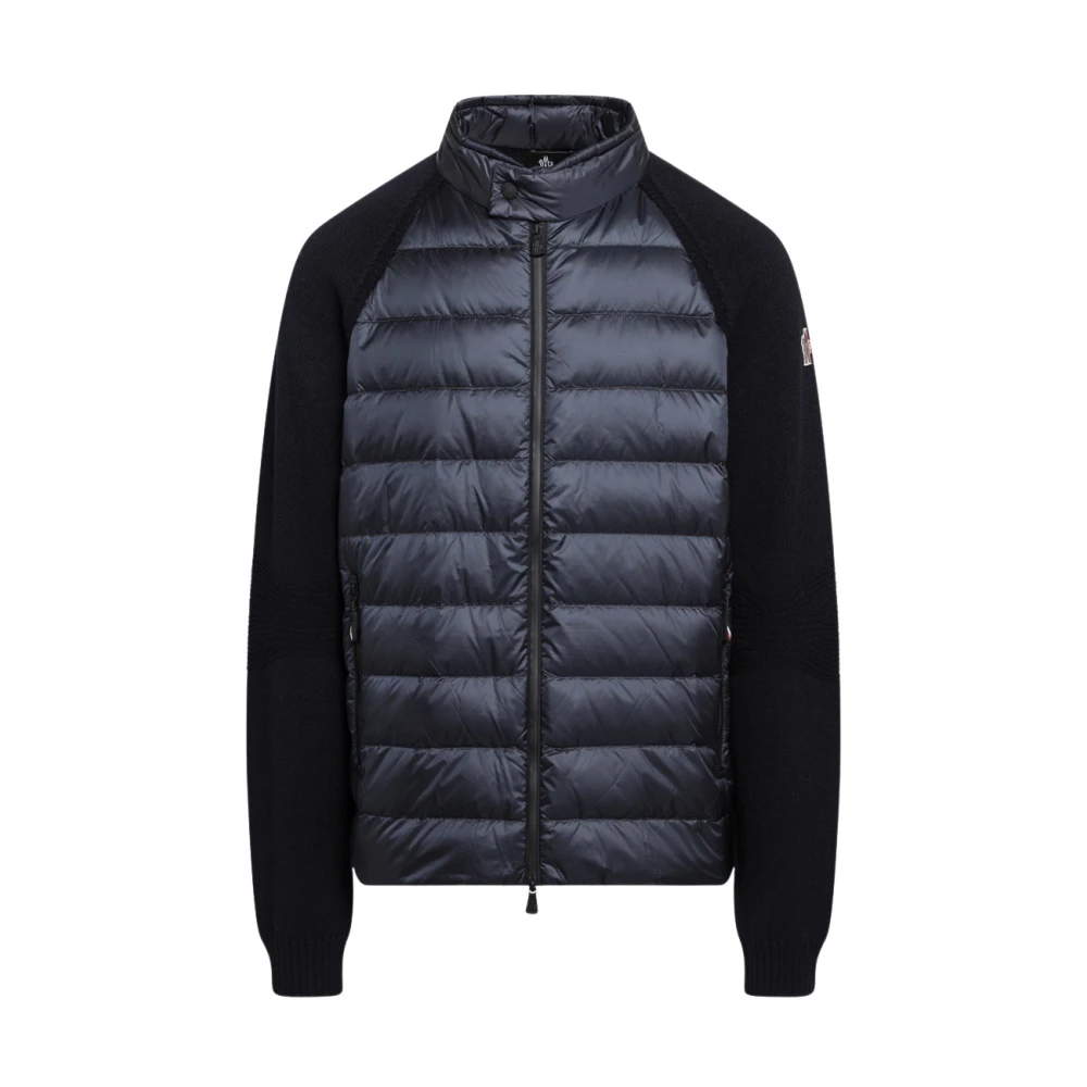 Moncler , Winter Jackets, Male, Blue, L, Wool-Blend Padded Zip-Up Cardigan