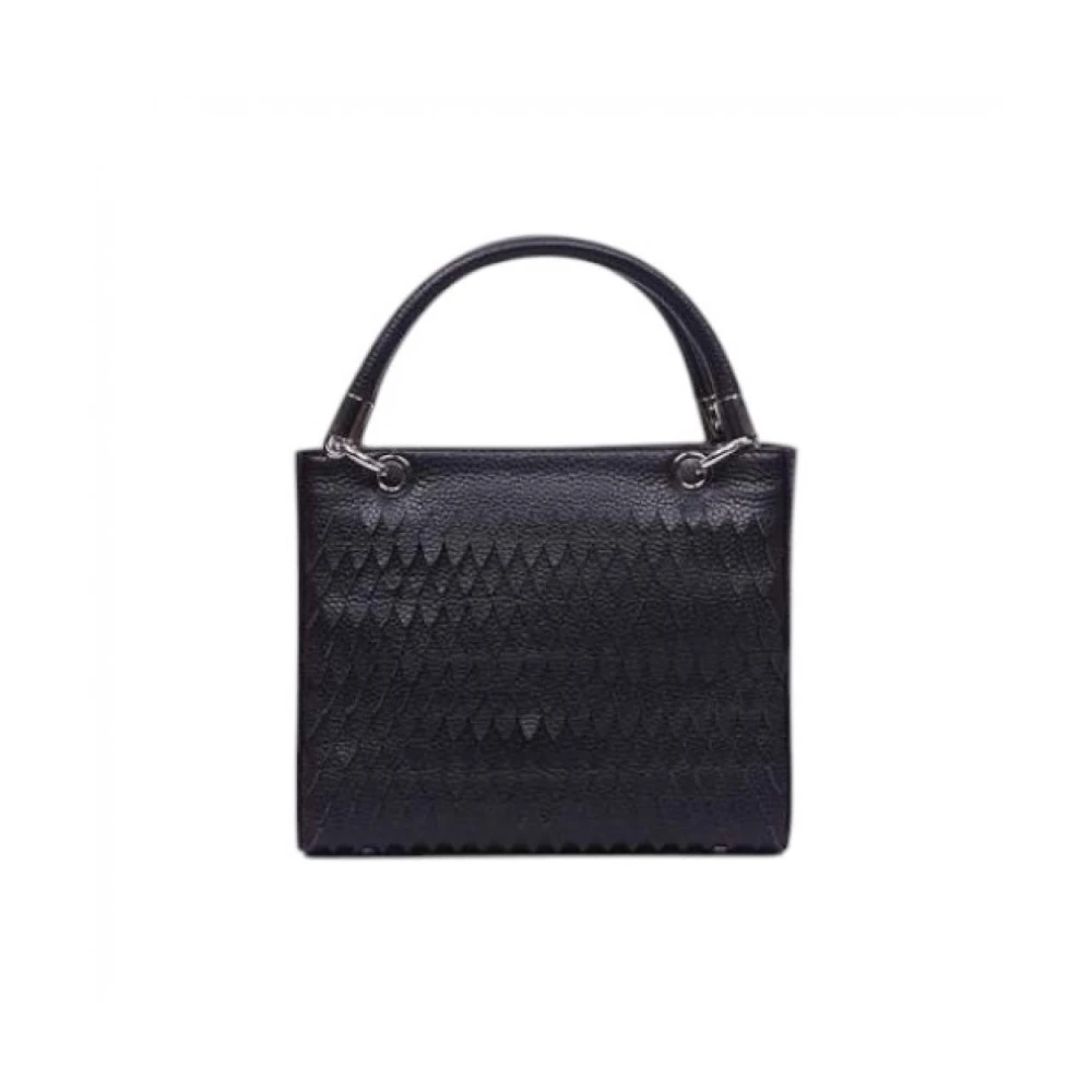 Rebelle Leren tas met automatische knoopsluiting Black Dames