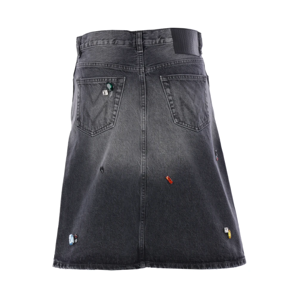 Marc Jacobs Denim A-lijn Rok met Kristallen Gray Dames
