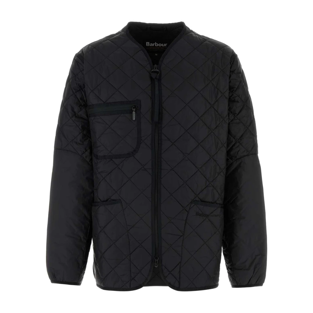Barbour Stijlvolle Zwarte Nylon Gewatteerde Jas Black Heren