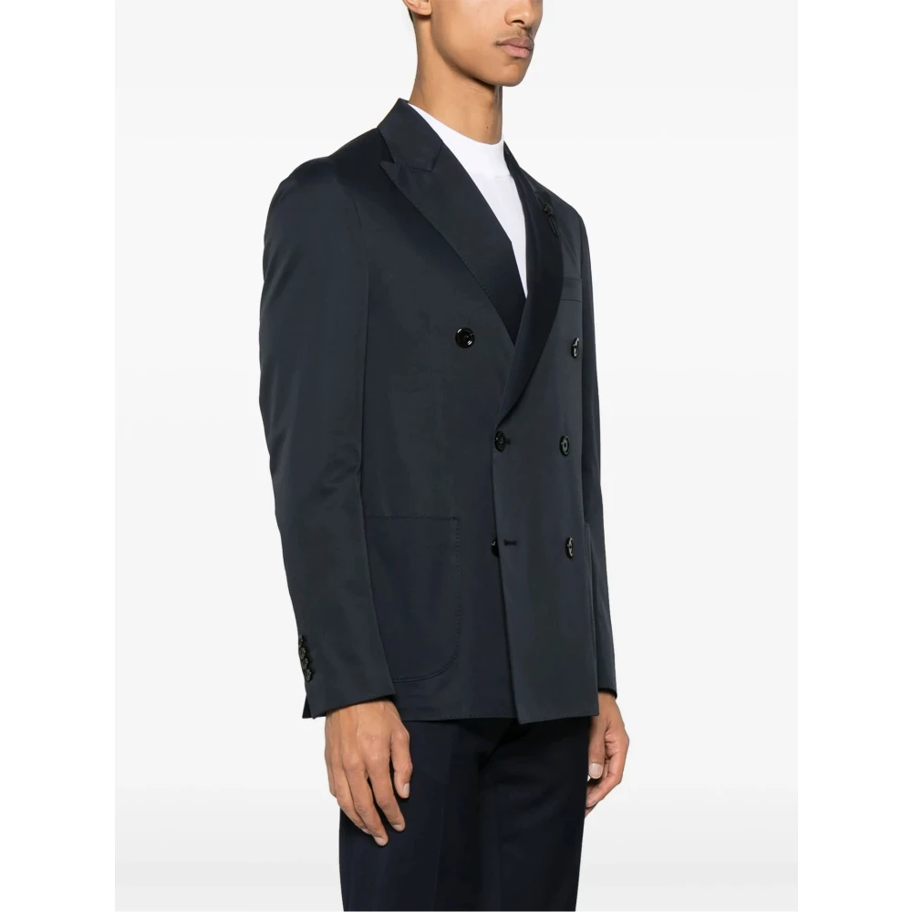 Lardini Blauwe Katoenen Blazer Dubbele-Breasted Jas Blue Heren