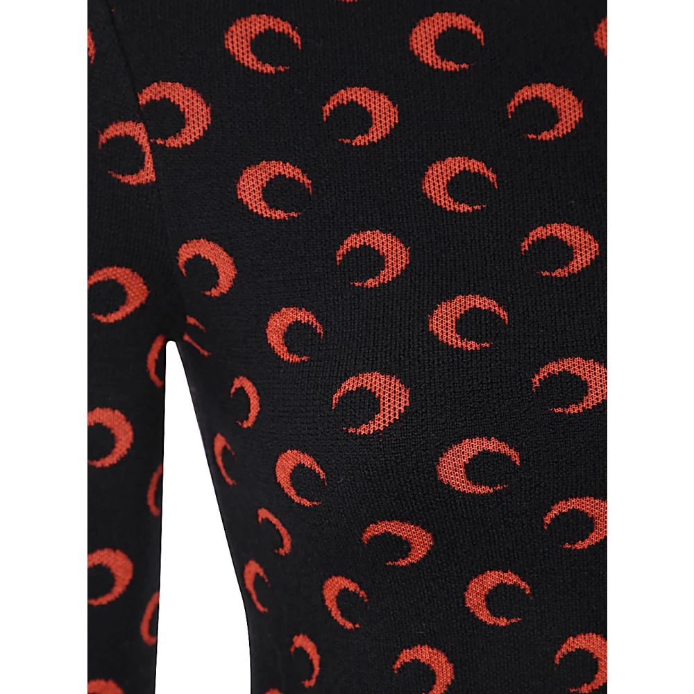 Marine Serre Maan Jacquard Gebreide Aansluitende Trui Black Dames