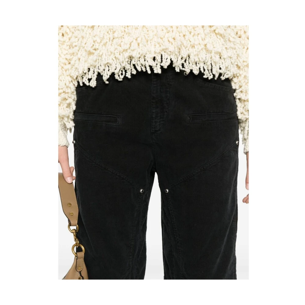 Isabel marant Zwarte Corduroy Broek met knopen Black Dames