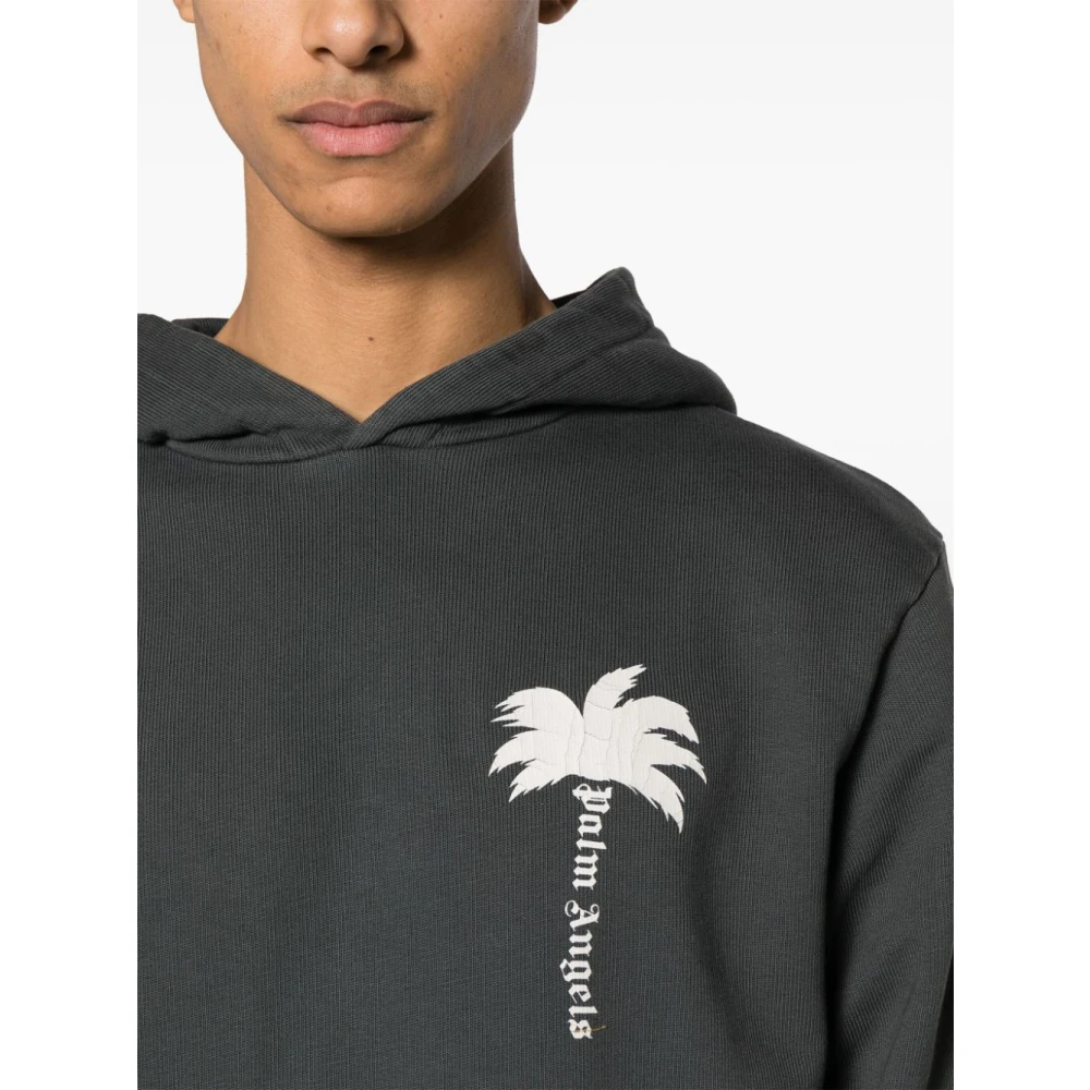 Palm Angels Grijze Sweater met Logo Print Gray Heren