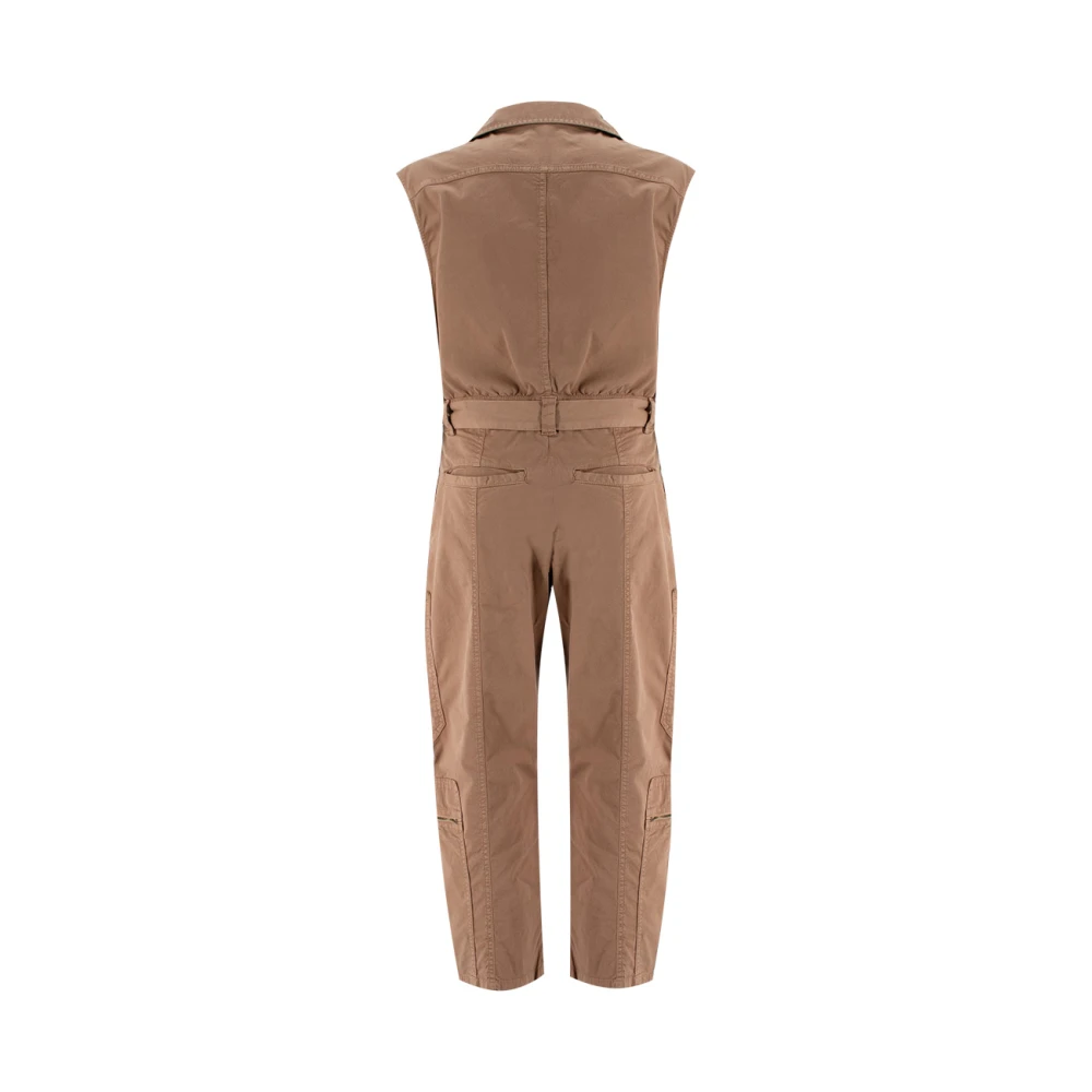 pinko Mouwloze Stretch Katoenen Overall met ritssluiting zakken Black Dames