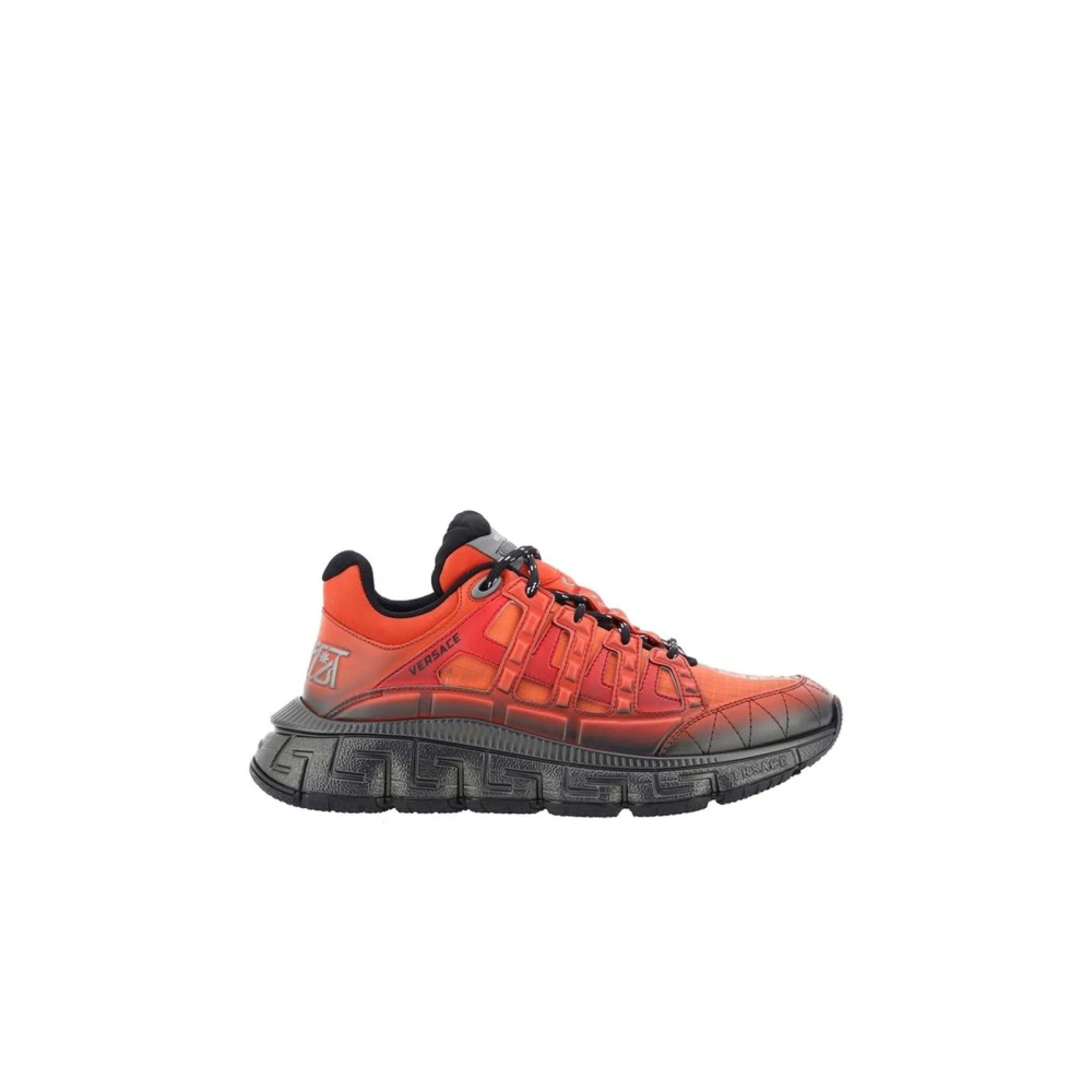 Versace Men's Orange Fabric Athletic Sneakers
