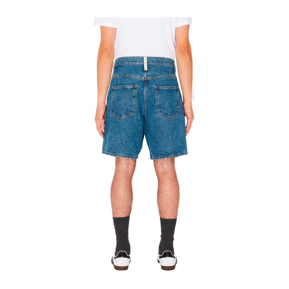 Amish Denim Shorts met Contrast Borduurwerk Blue Heren
