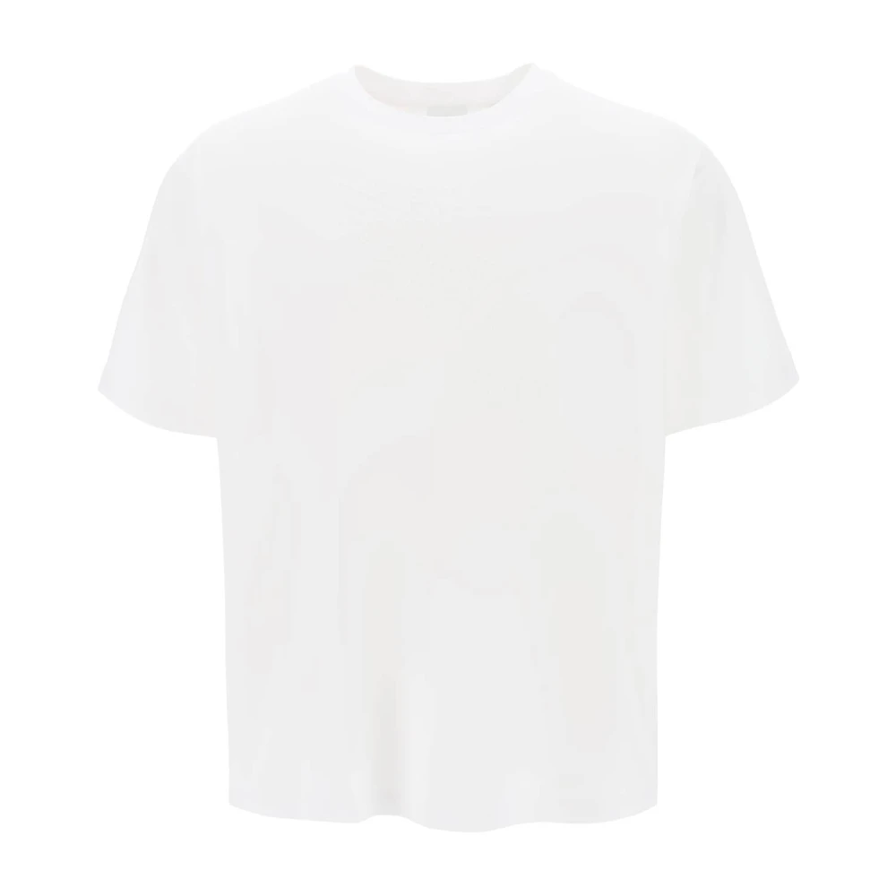 Burberry Witte Jersey Katoenen T-shirt met Equestrian Teddy Logo White Heren