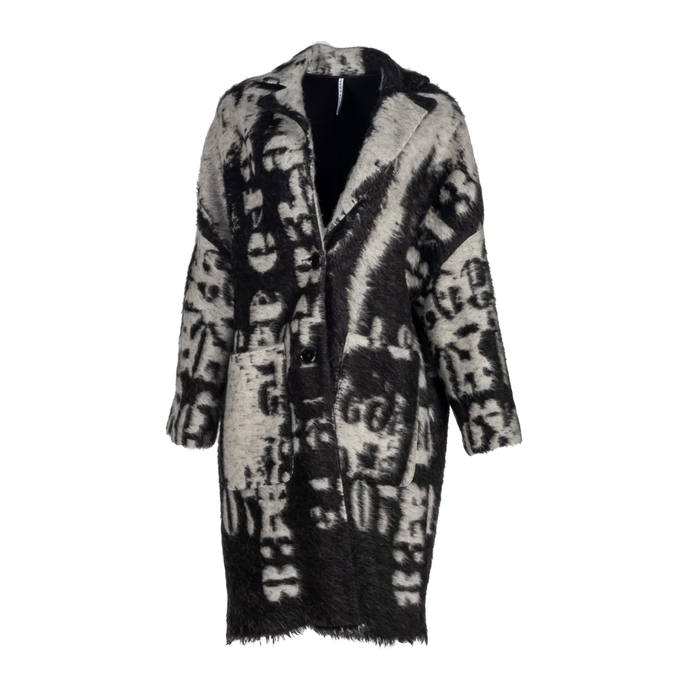 Liviana Conti Zwart & Wit Jacquard Jas Black Dames