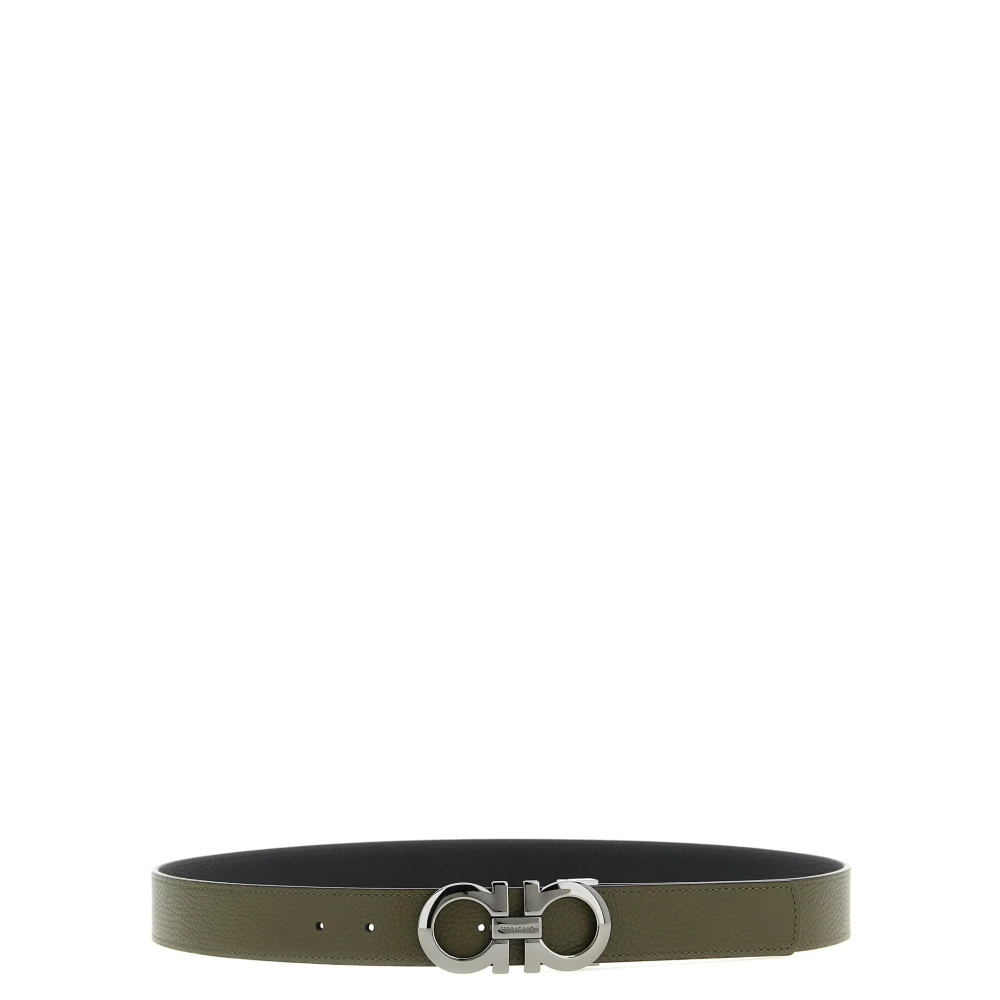 Ferragamo Men's Green Belts, 105 Cm, Gancini Reversible Belt