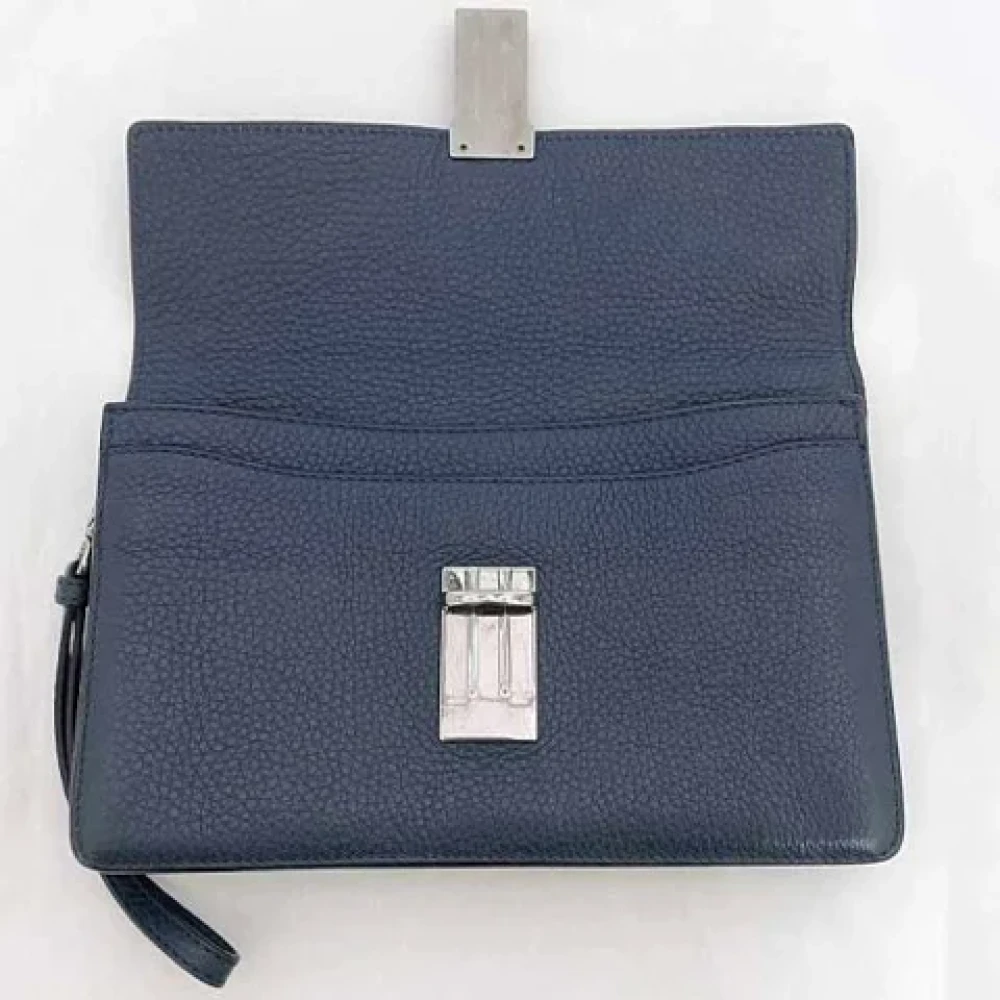 Prada Vintage Pre-owned Leather clutches Blue Heren
