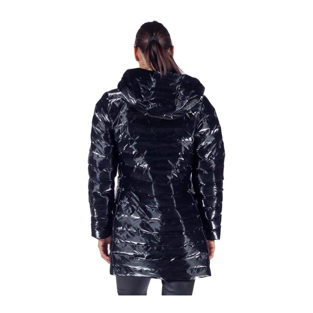 Rains Lohja Curve W3T3 Lange Gewatteerde Pufferjas Black Dames