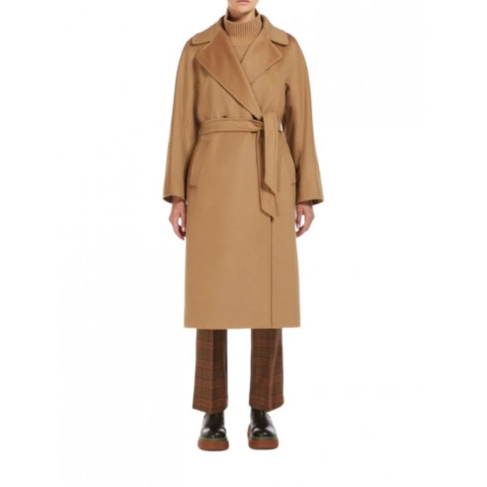 Max Mara Beige Dubbelbreasted Jas Brown Dames