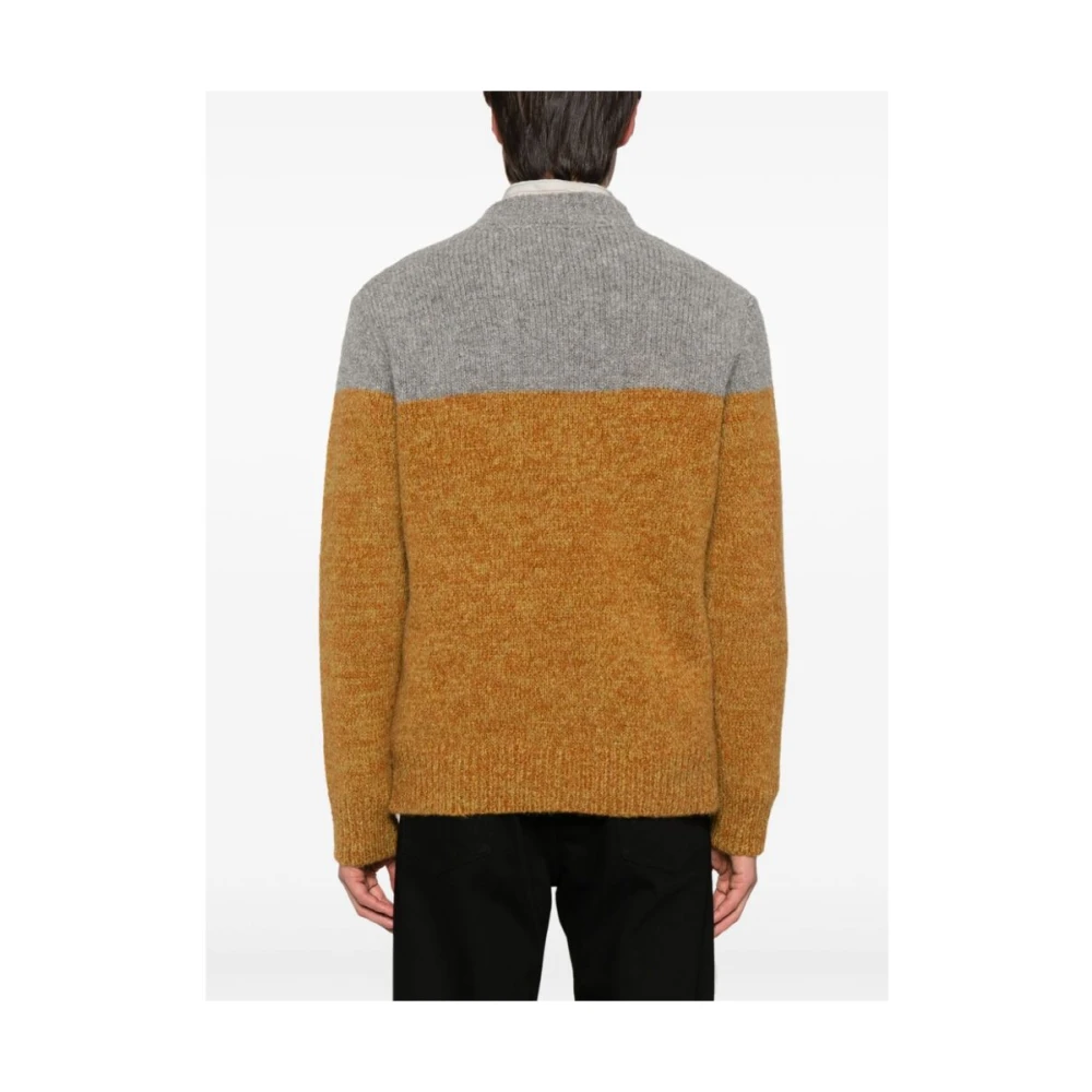 Dries Van Noten Gebreide Trui met Patroon en Intarsia Ronde Hals Orange Heren