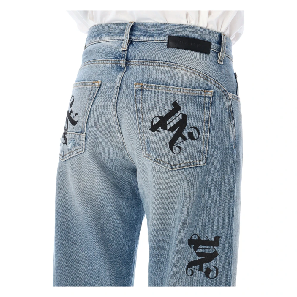 Palm Angels Lichtblauwe Loose Fit Denim Jeans Blue Heren