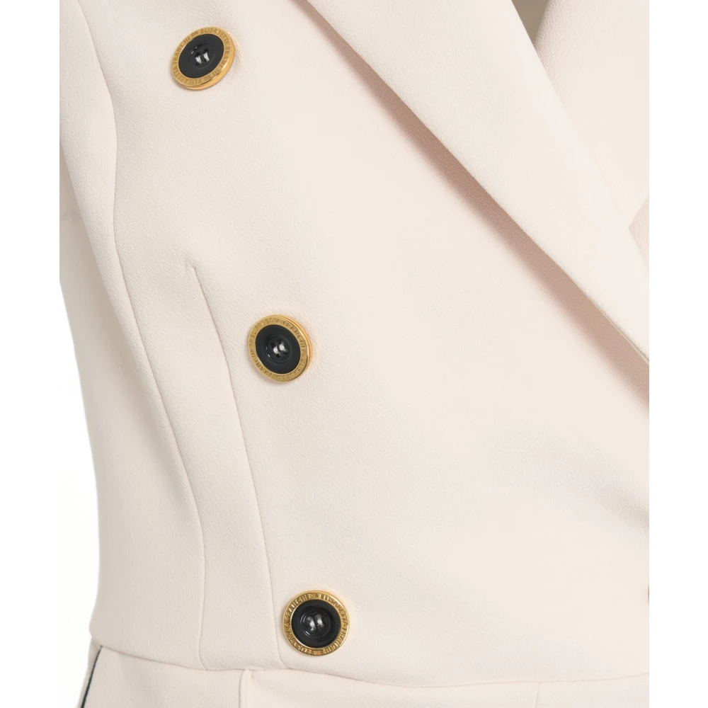Elisabetta Franchi Chique Beige Overall met Metallic Details Beige Dames
