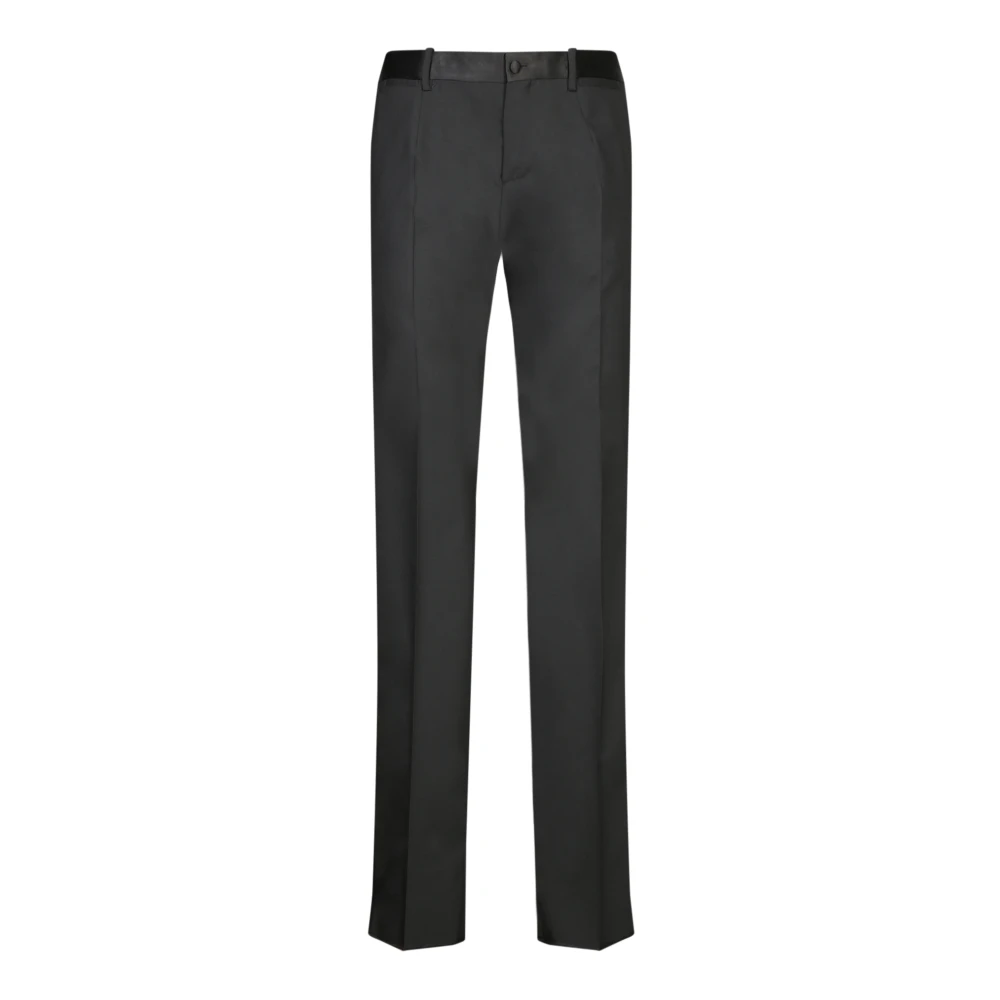 Dolce & Gabbana Men's Black Straight-Cut Trousers Elegant Style - Suit Trousers - M - Trousers