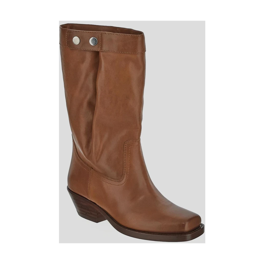 Isabel marant Kalfsleren Biker Boots Brown Dames