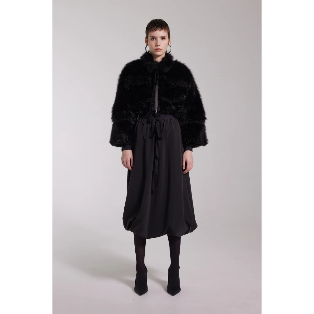 Stutterheim Zwarte Faux Fur Korte Jas Black Dames