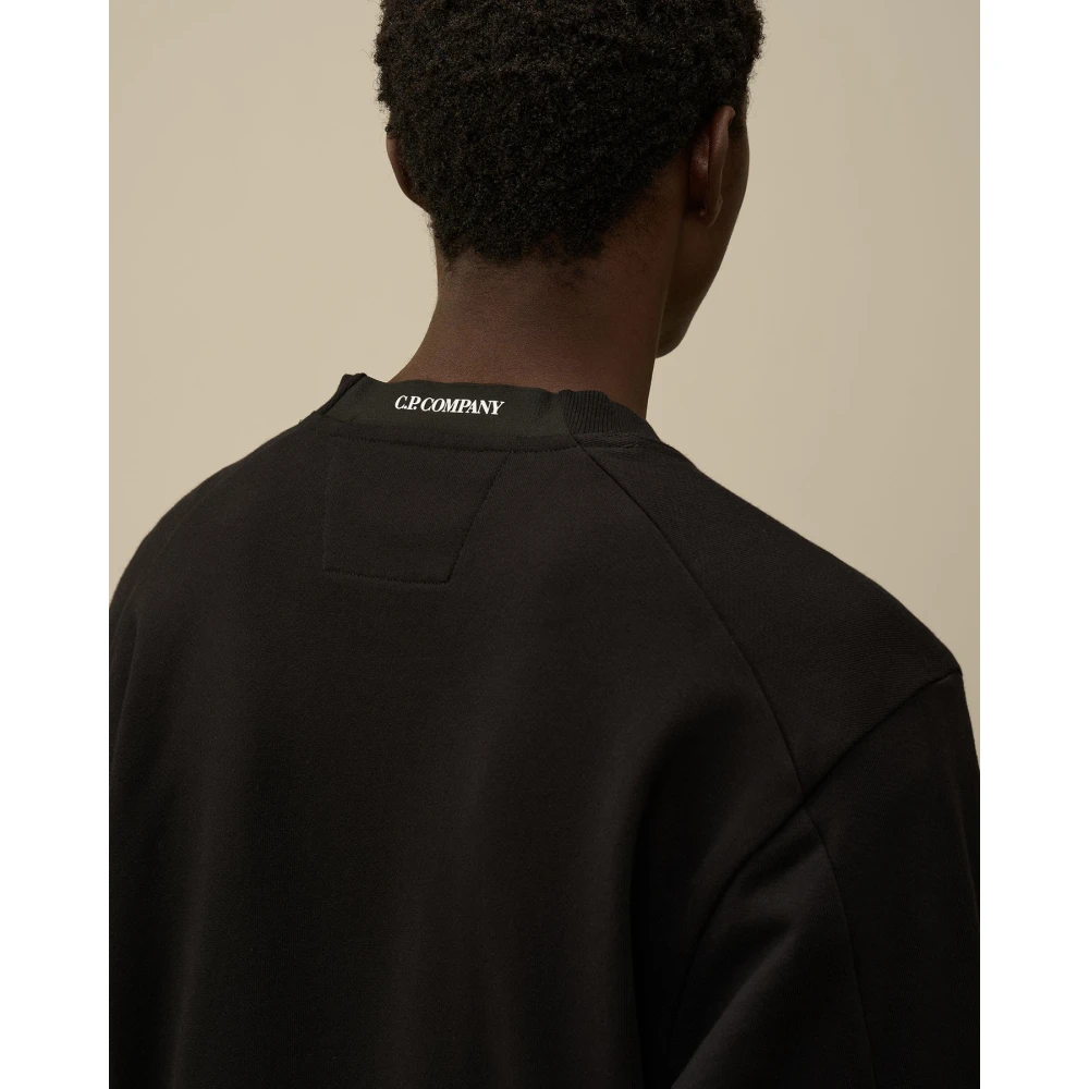C.P. Company Zwarte Diagonaal Verhoogde Fleece Sweatshirt Black Heren