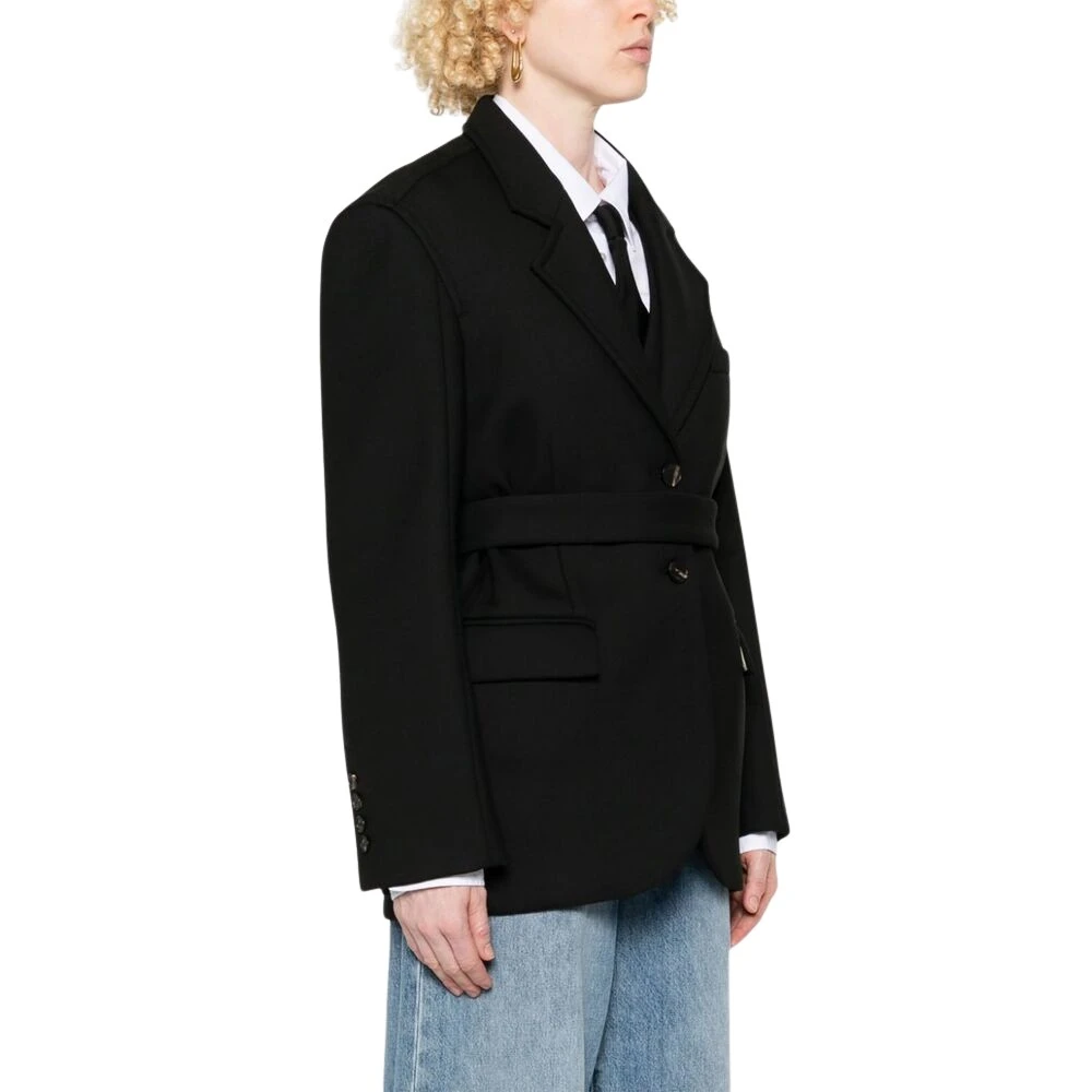 Tela Zwarte Wollen Jas Black Dames