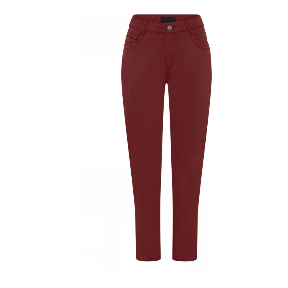 C.ro Women's Red Slim-Fit Trousers, 2XL, Zipper Detail Trousers Suzanne 288