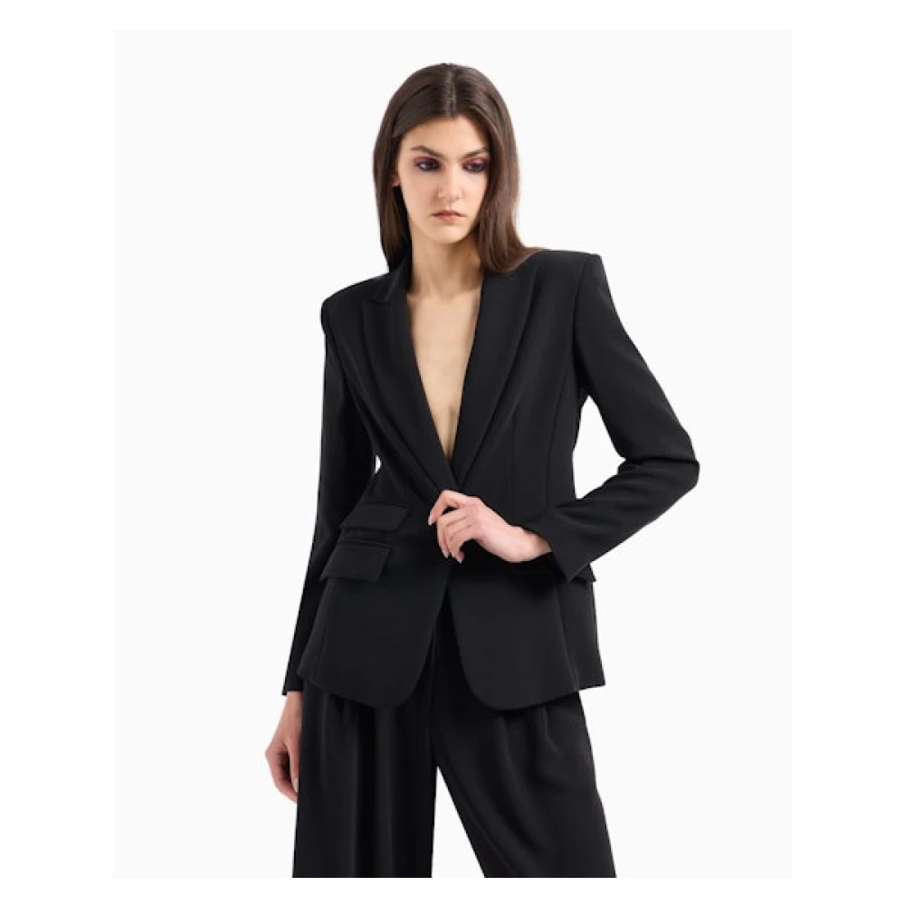 Armani Exchange Zwarte Stretchjas Klassieke Stijl Black Dames