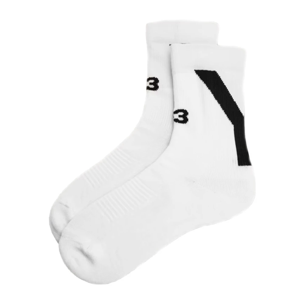 Y-3 Witte Logo Mid Socks White Heren