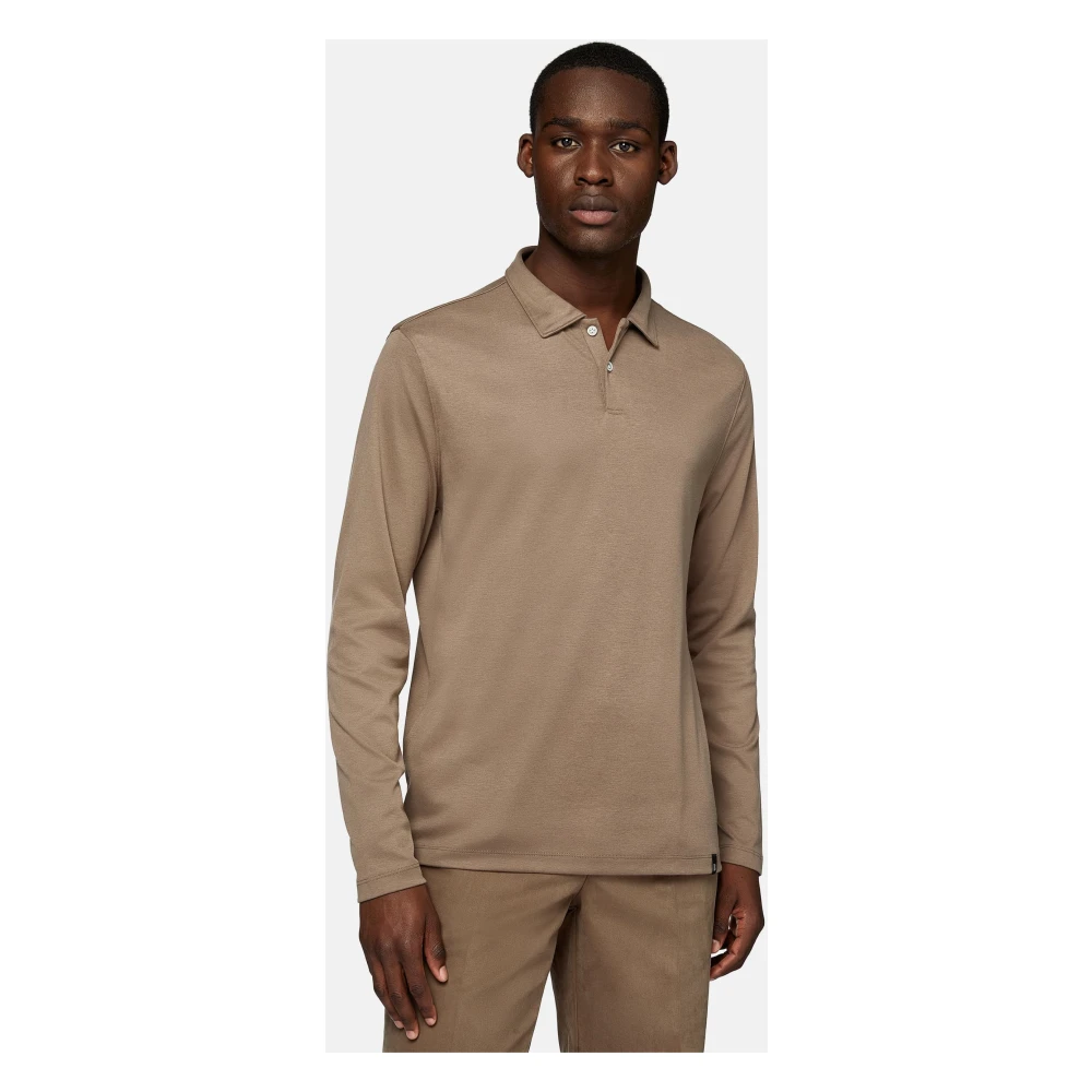 Boggi Milano Poloshirt van hoogwaardige jersey van katoenmix Brown Heren