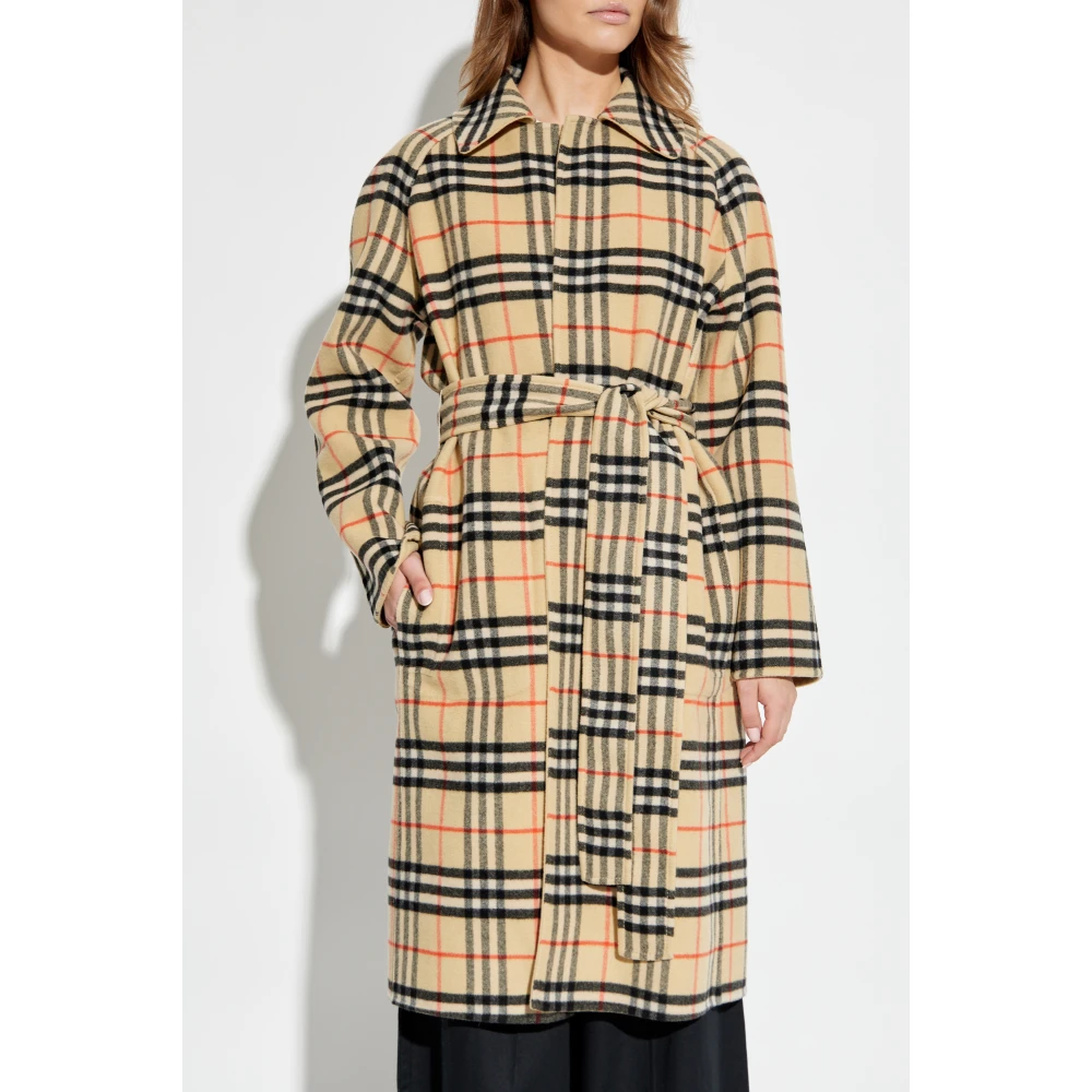 Burberry Wollen jas met riem Beige Dames