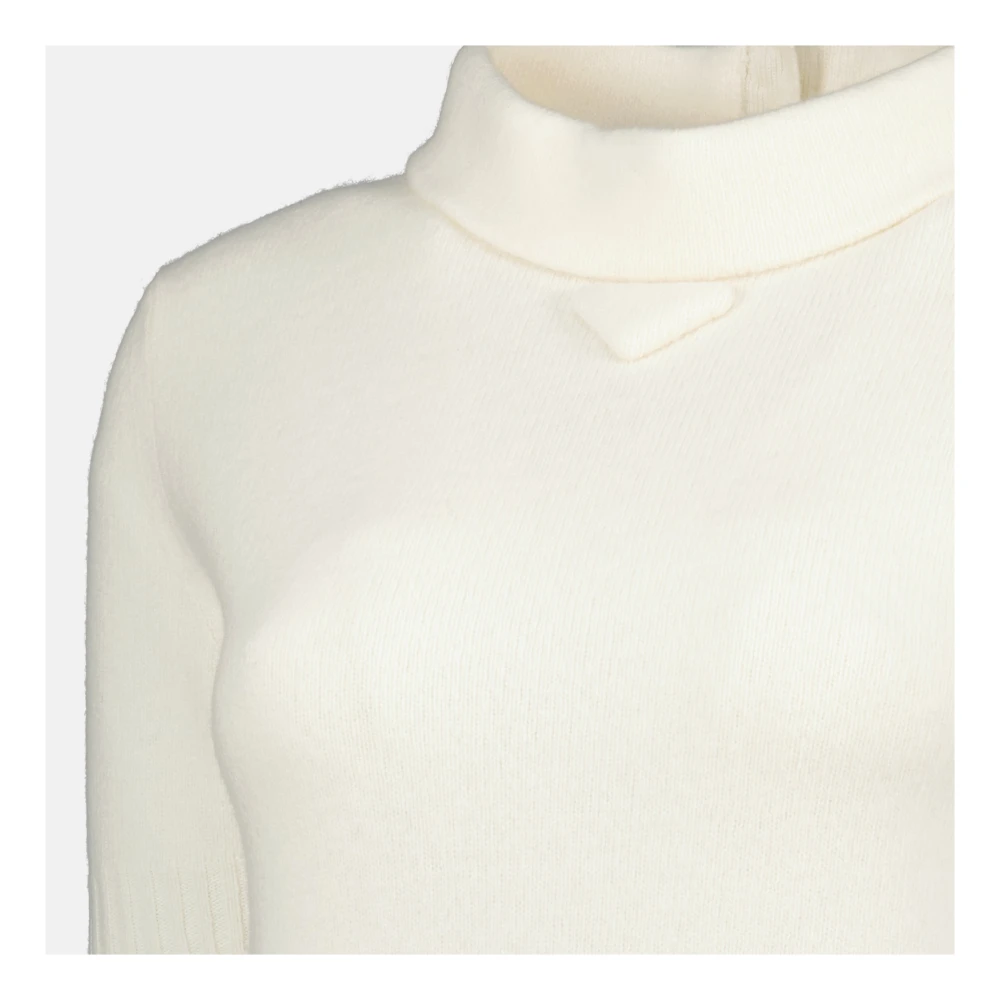 Prada Elegante Wollen Jurk Lente-Zomer 2025 White Dames