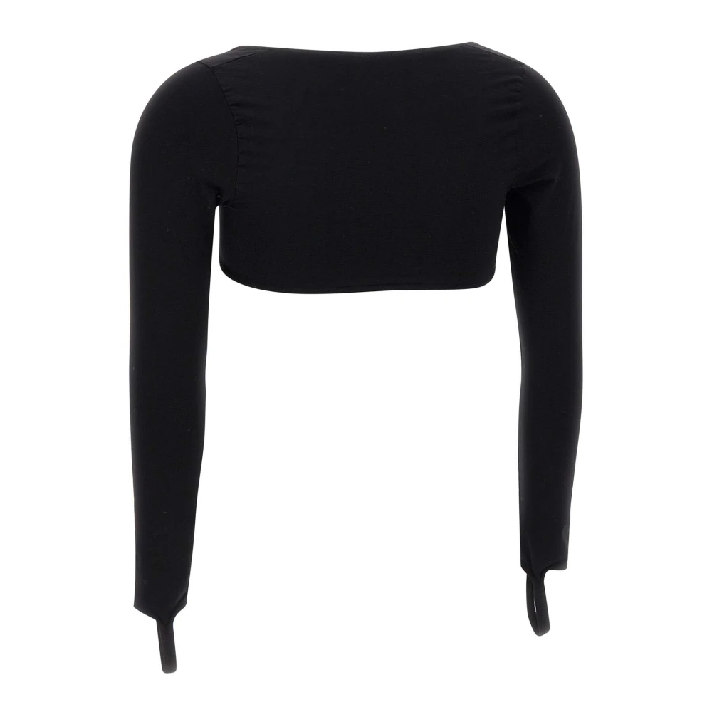 Andrea Adamo Zwarte Jersey Top met Lange Mouwen Black Dames