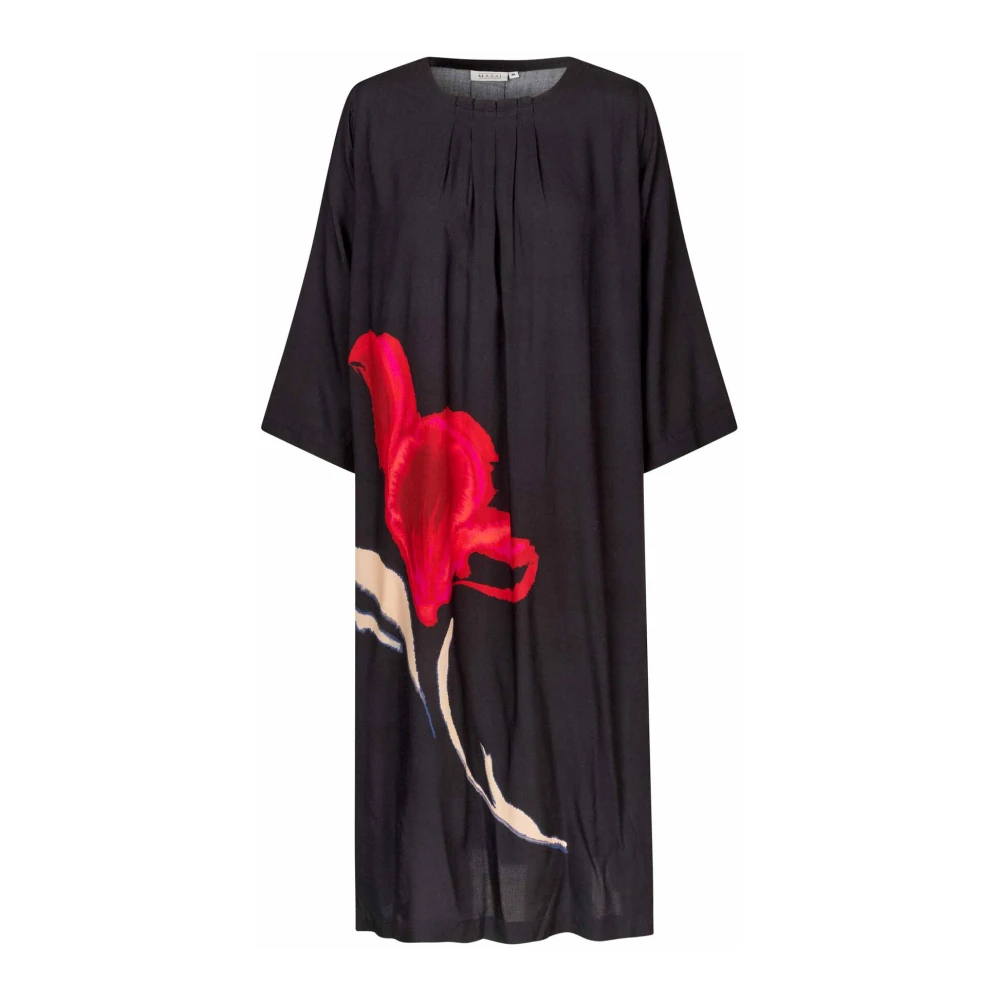 Masai Elegante Jurk met 3 4 Mouwen Black Dames