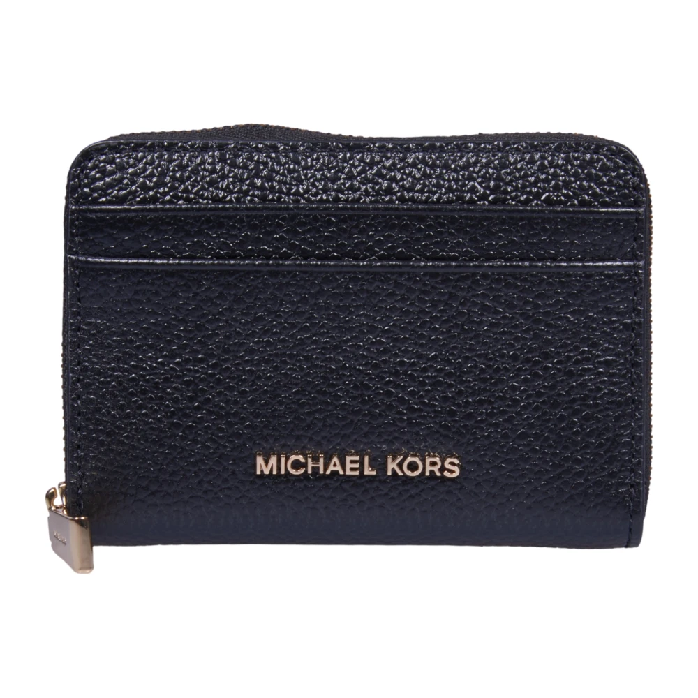 Michael Kors Zwarte leren portemonnee met gouden hardware Black Dames