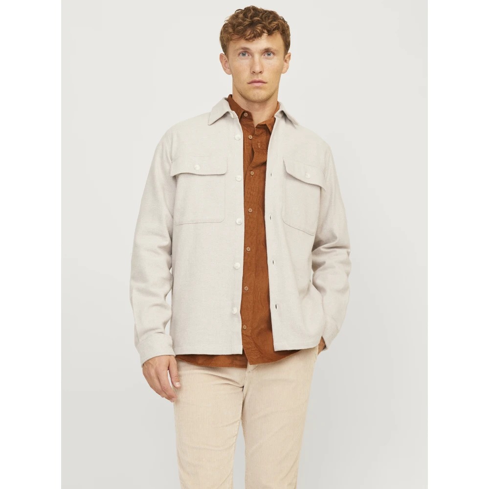 jack & jones Zomer Zand Overshirt Melange Solid Shirt Beige Heren