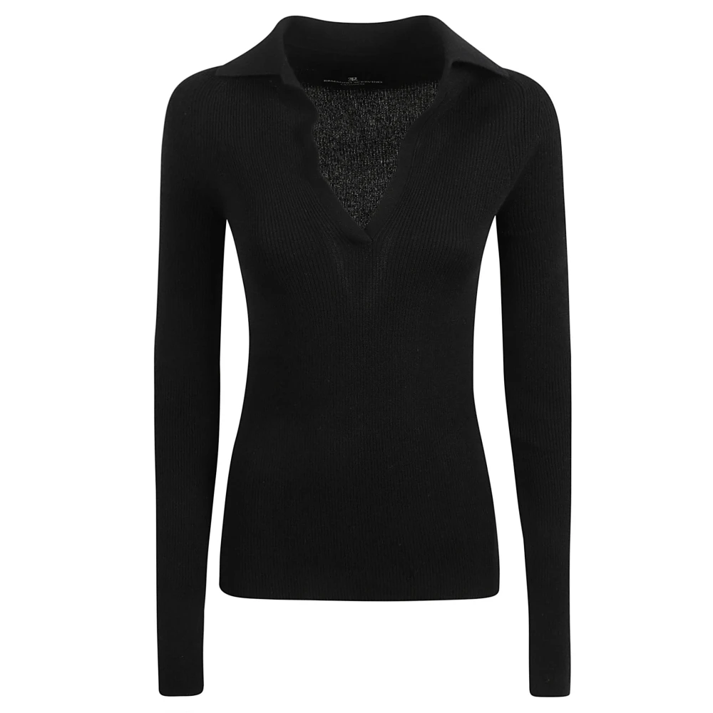 Ermanno Scervino Zwarte polo met lange mouwen Black Dames