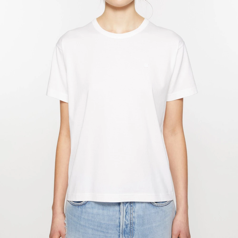 Acne Studios Wit Katoenen T-Shirt Cl0290 White Dames