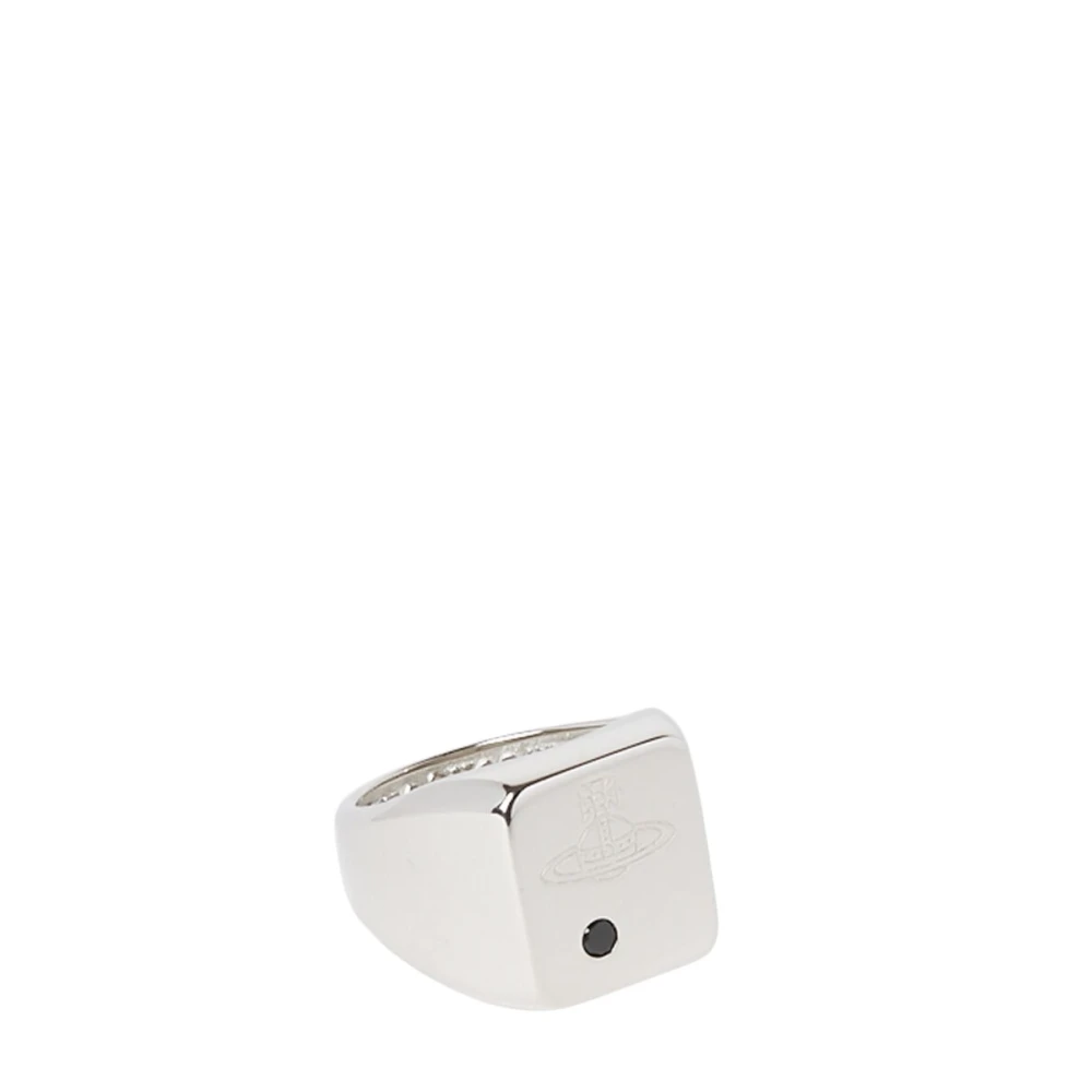 Vivienne Westwood Carlo Signet Ring med Orb Motiv och Kristallutsmyckning Gray, Herr