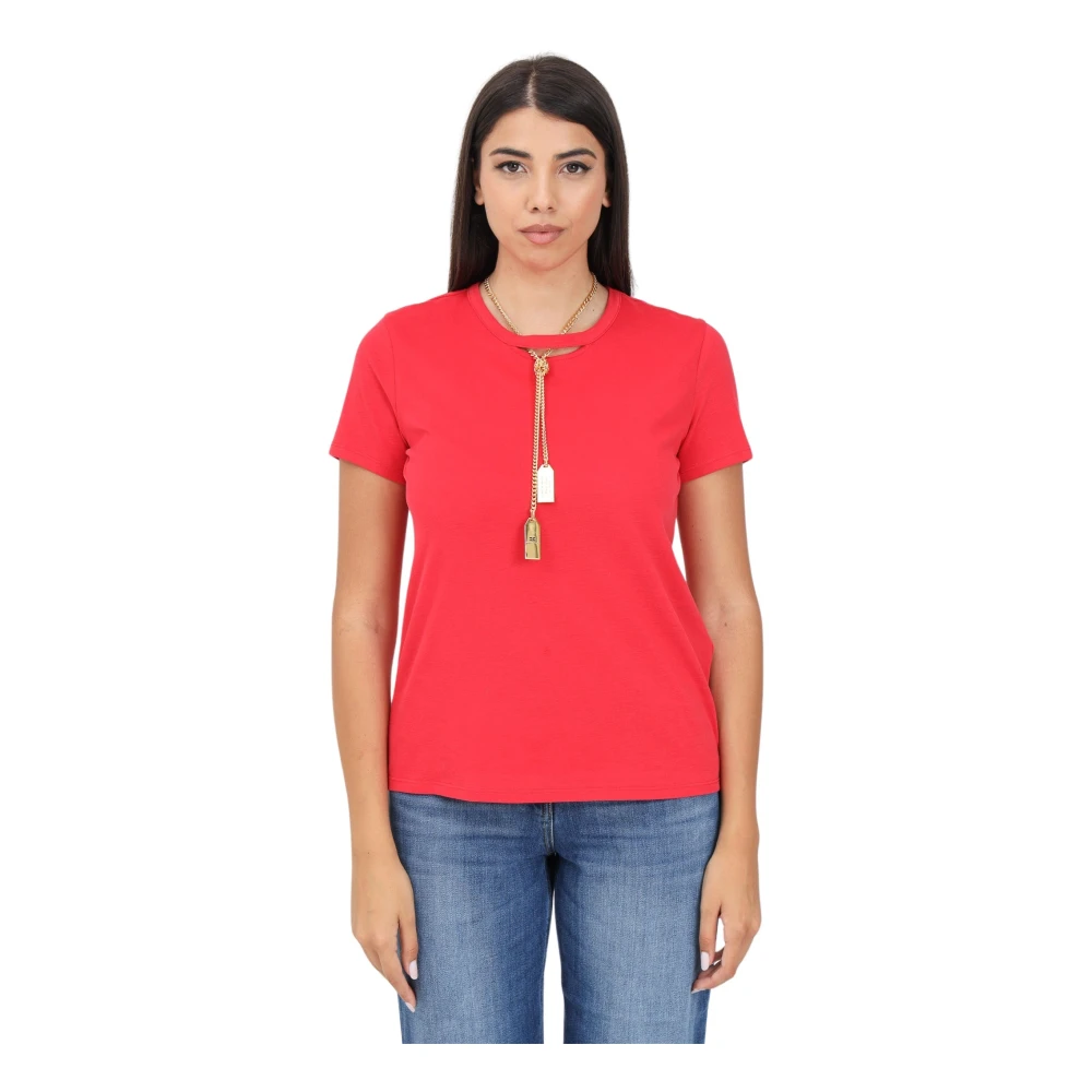 Elisabetta Franchi Rode T-shirt met ketting Red Dames