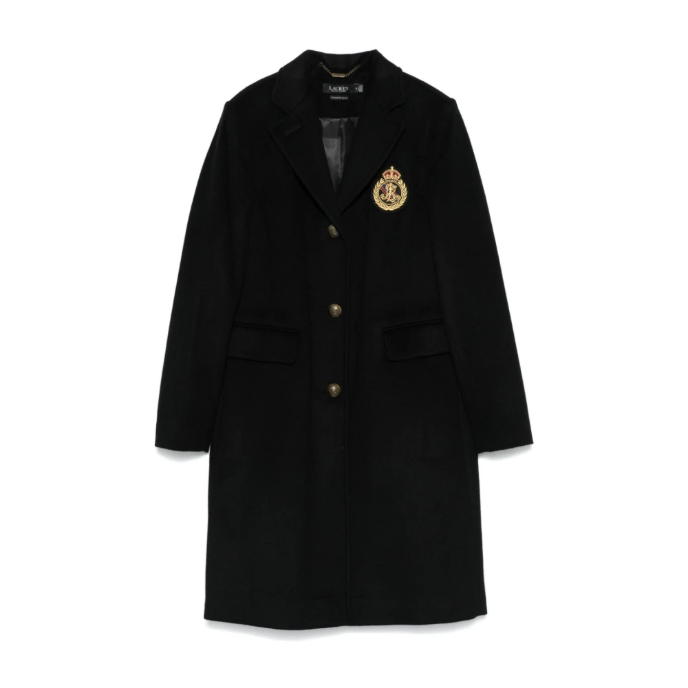 Ralph Lauren Women's Black Crested Wool-Lined Coat