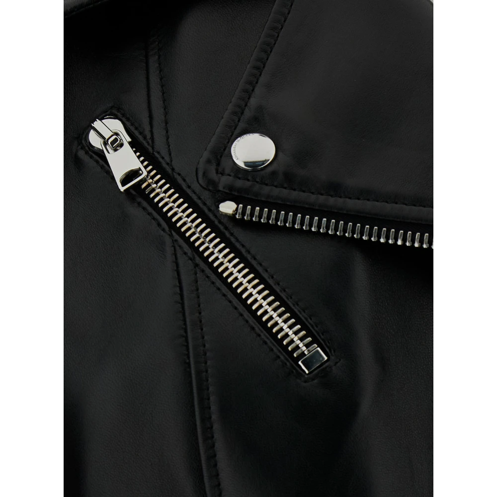 alexander mcqueen Zwarte Bikerjas met Revers Kraag Black Dames