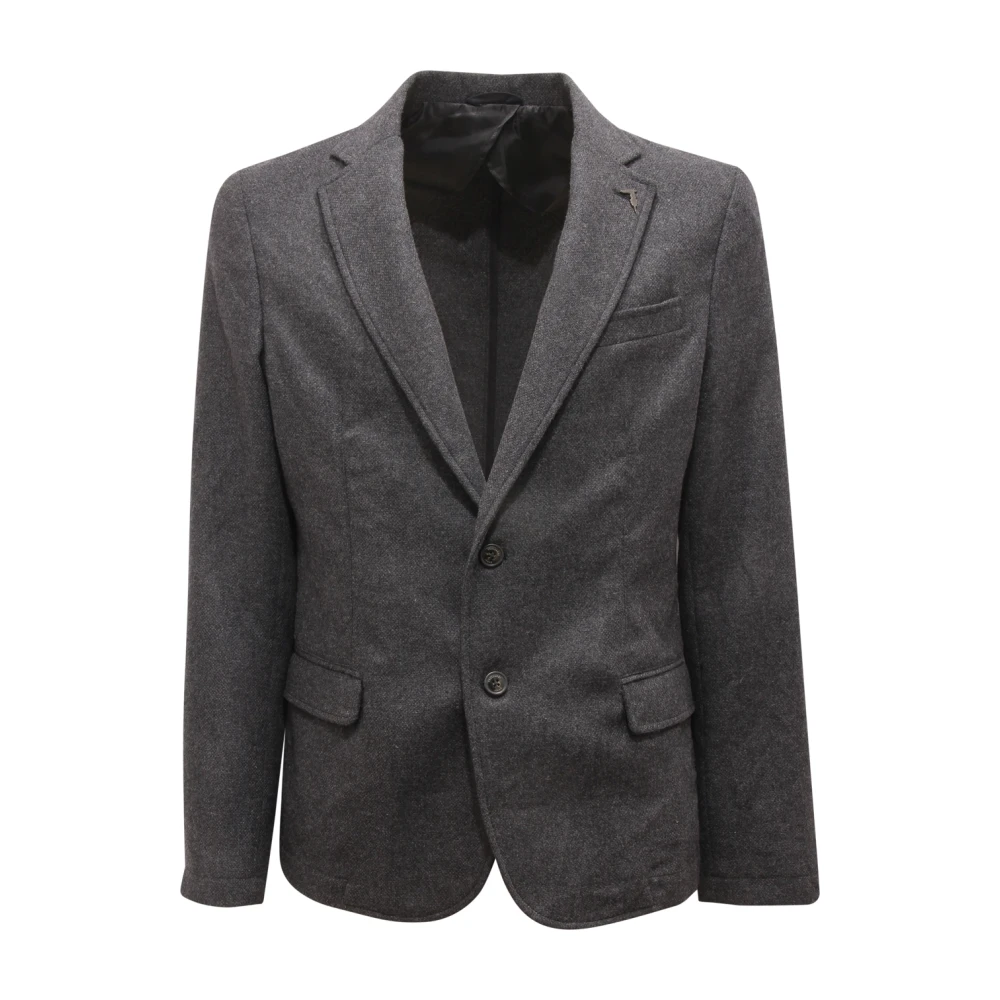 Trussardi Men's Gray Blazers, L, Giacca Jeans Wool Blend Jacket