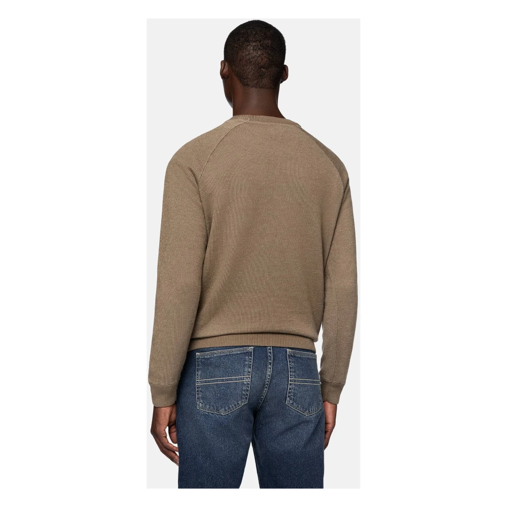 Boggi Milano Crew Neck Jumper Brown Heren