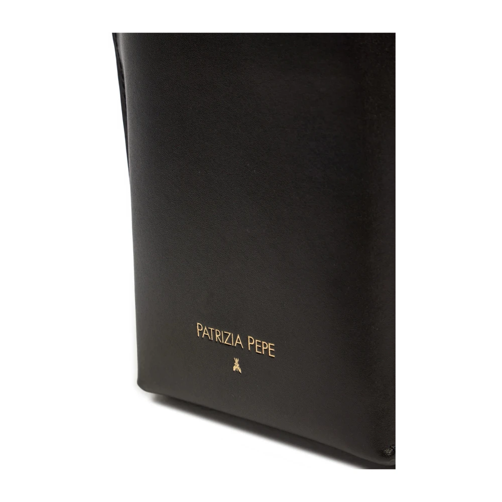 PATRIZIA PEPE Elegante Zwarte Leren Clutch Tas Black Dames